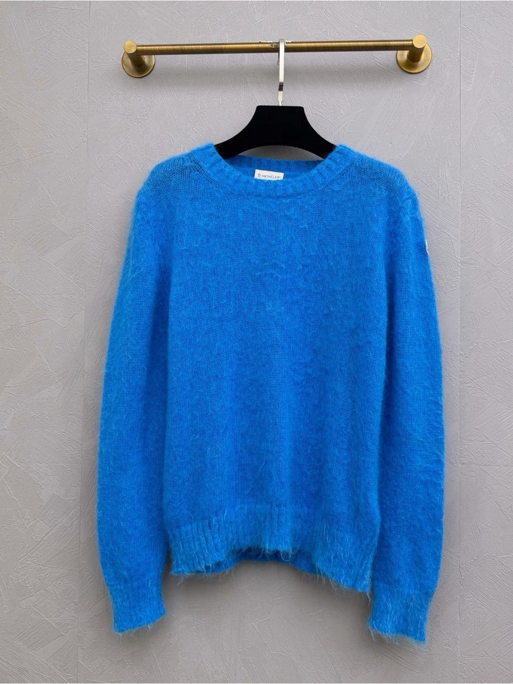 🚩steal Moncler Bright Blue Fuzzy Crewneck Sweater